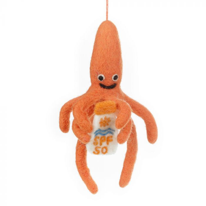 Hand Felted SPF Squid Hanging Decoration - Podarok