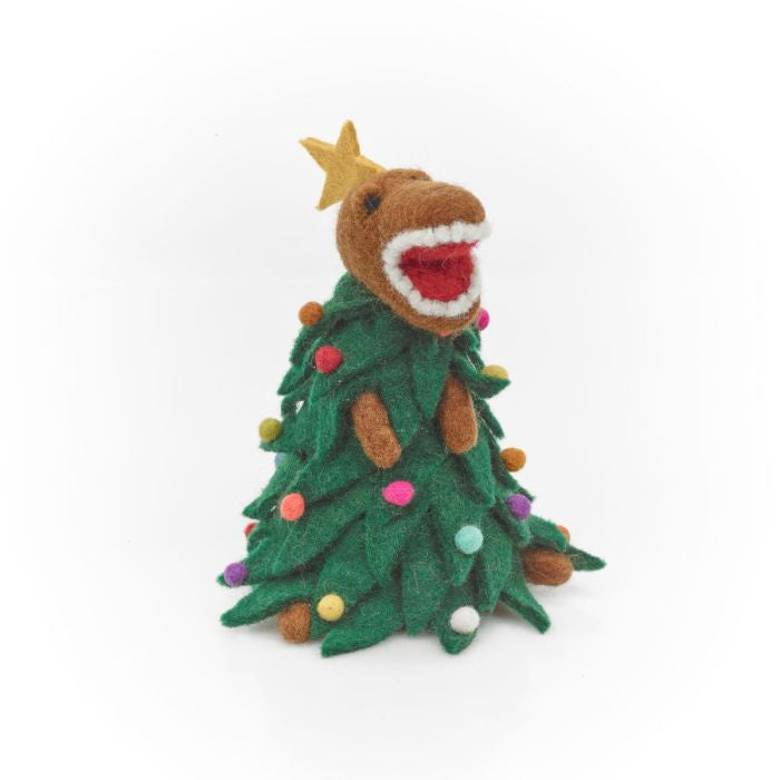 Hand Felted Tree-Rex Christmas Free Topper - Podarok