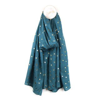 POM Star Print Scarf - Gold Teal - Podarok