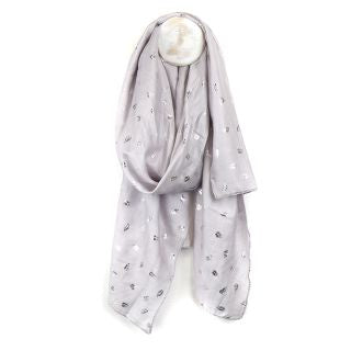POM Little Leaf Print Scarf - Silver Grey - Podarok