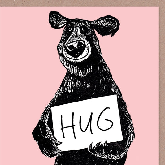 Cardinky Podarok Bear Hug Greetings Card - Pink