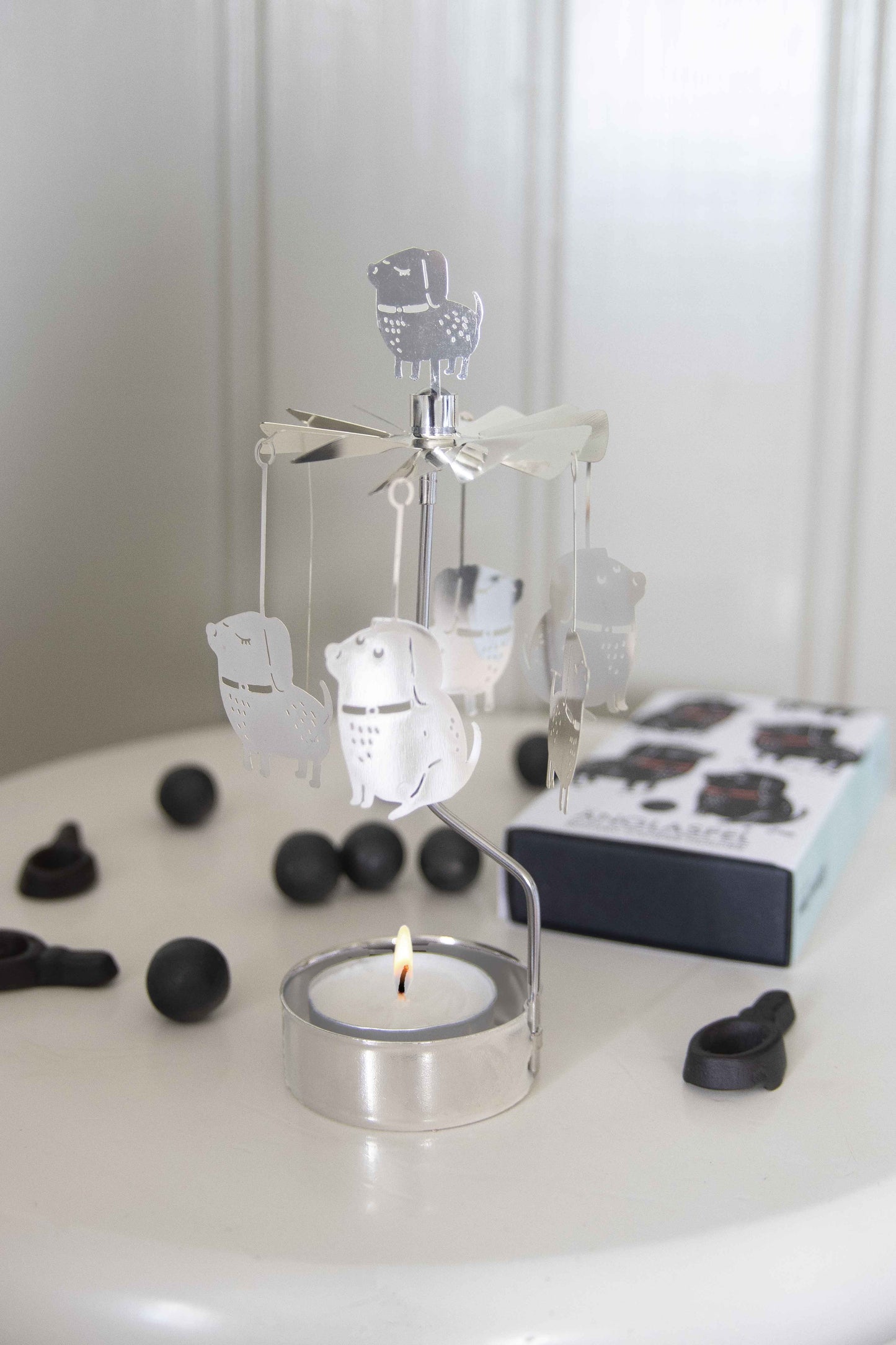 Funny Dog Silver Rotary Candle Holder - Podarok