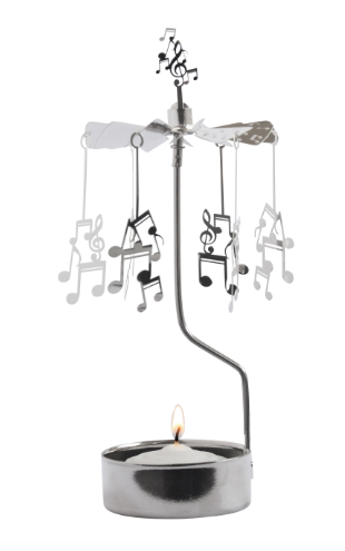 Music Notes Silver Rotary Candle Holder