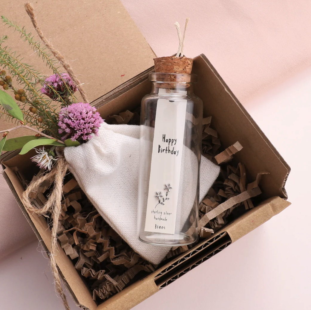 Attic Creations Happy Birthday Flower Earrings - Sterling Silver - Podarok