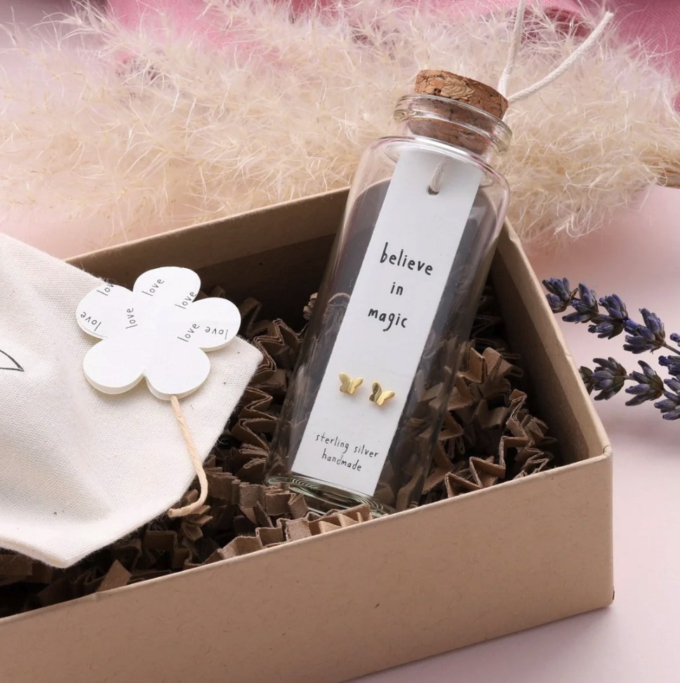 Attic Creations Believe in Magic Butterfly Earrings - Gold Plated - Podarok