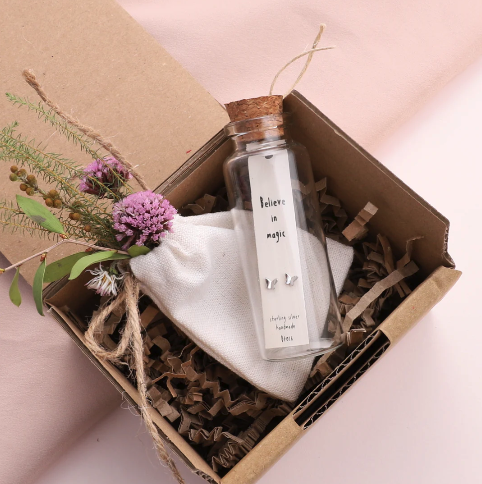 Attic Creations Believe in Magic Butterfly Earrings - Sterling Silver - Podarok