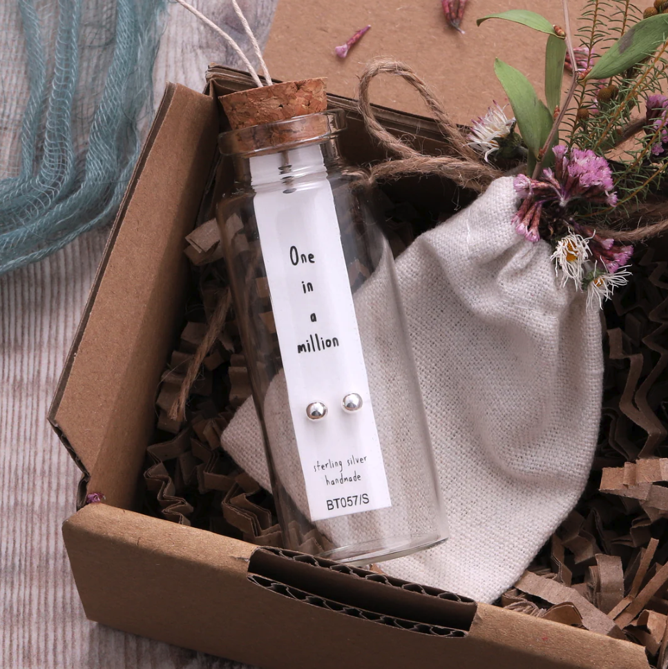 Attic Creations One in a Million Ball Stud Earrings - Sterling Silver - Podarok