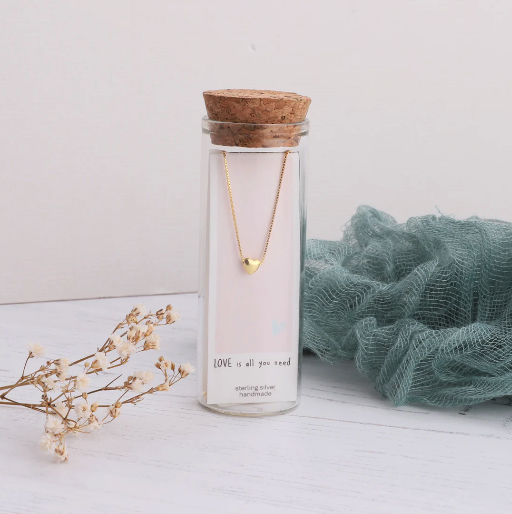 Attic Creations Love Is All You Need Heart Necklace - Gold Plated - Podarok