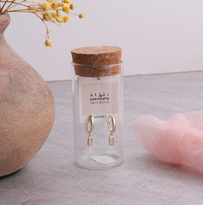 Attic Creations Crystal Rectangle Hoop Earrings - Podarok