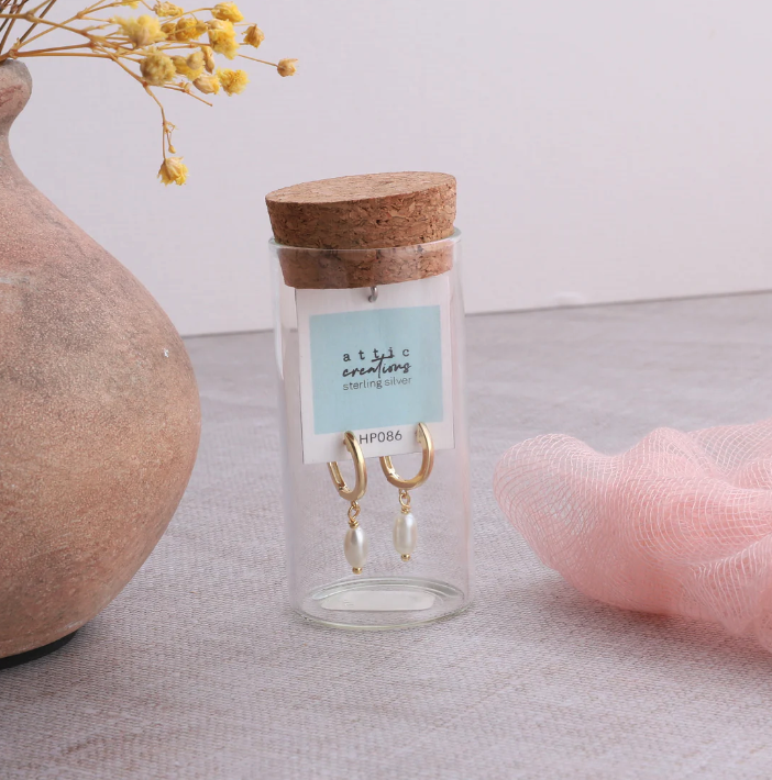 Attic Creations Pearl Hoop Earrings - Podarok