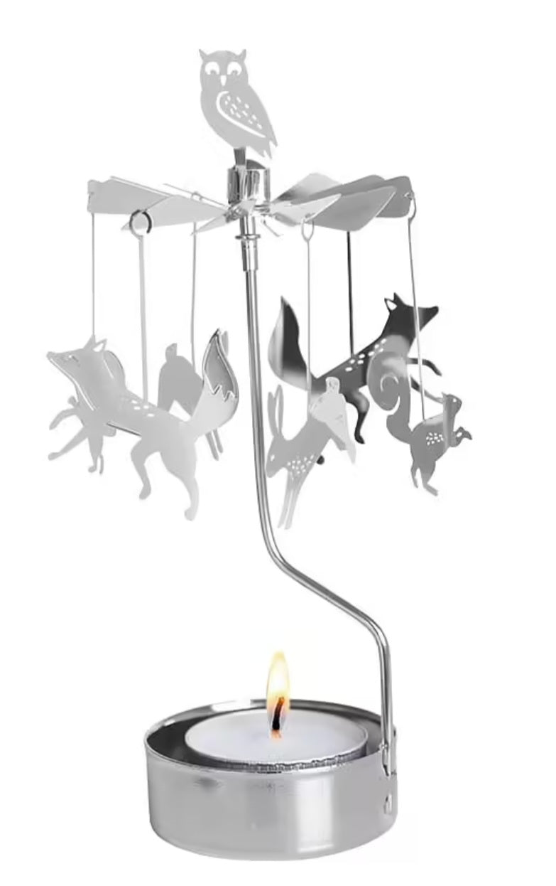 Forest Animals Silver Rotary Candle Holder - Podarok