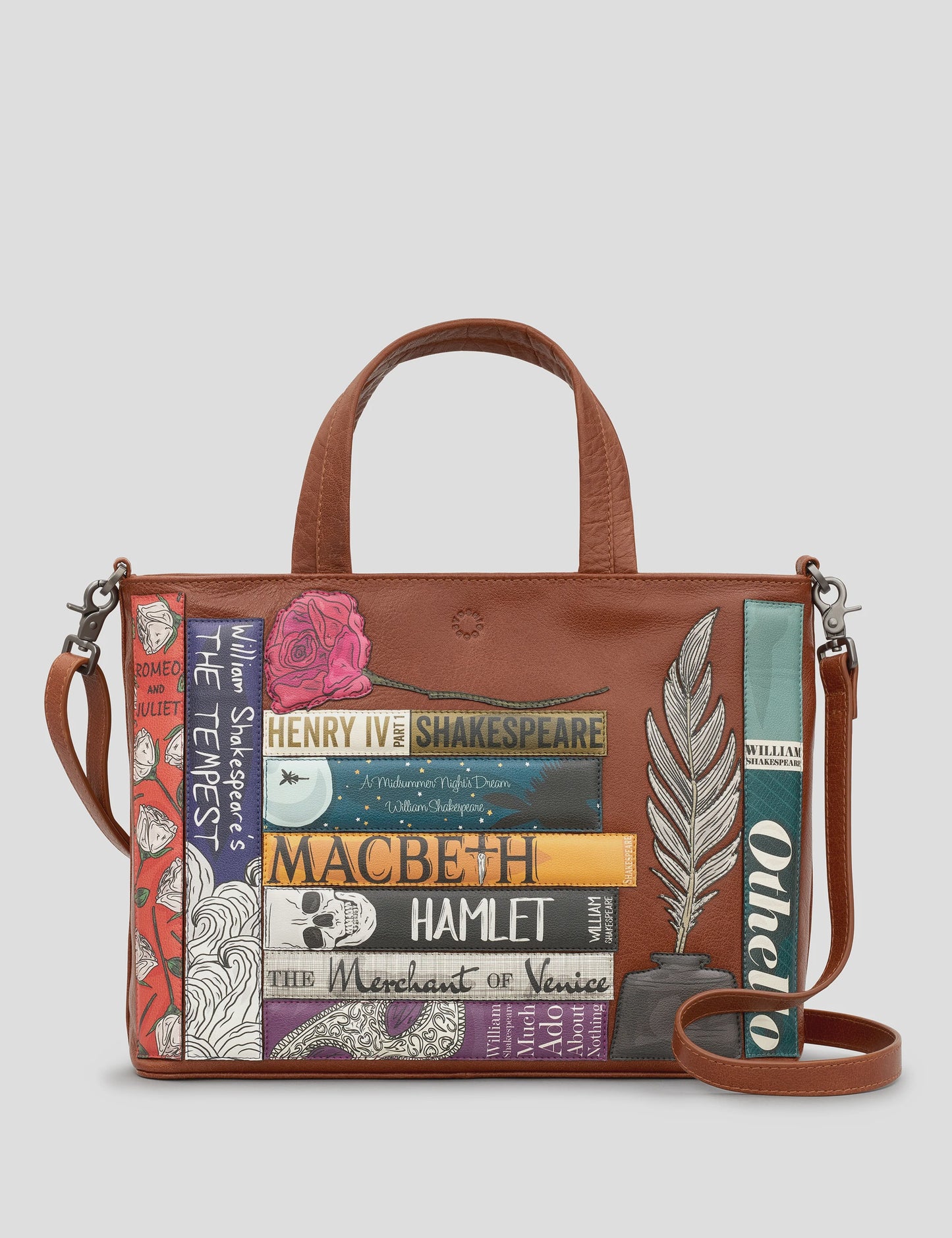 Yoshi Brown Shakespeare Bookworm Leather Grab Bag - Podarok
