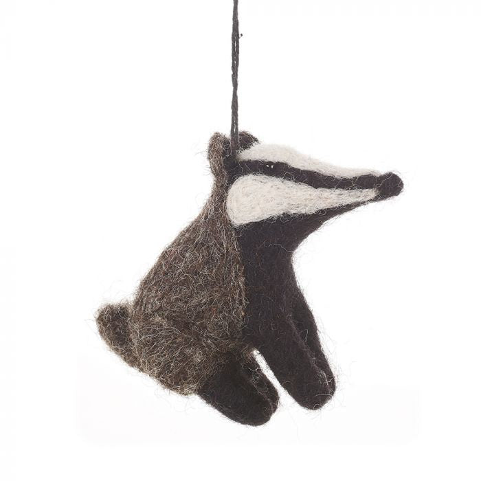 Hand Felted Bertie Badger hanging decoration - Podarok