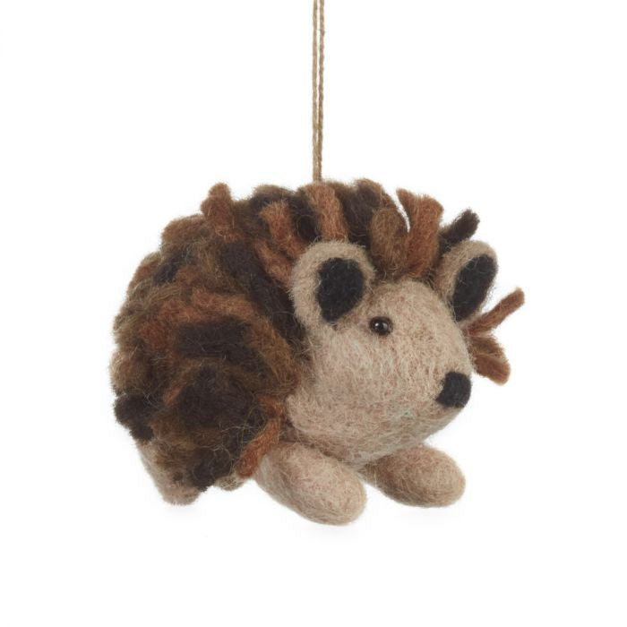 Hand Felted Brown Hedgehog hanging decoration - Podarok