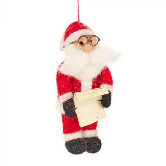 Hand Felted Naughty Or Nice Father Christmas Decoration - Podarok