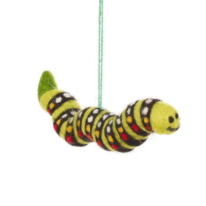 Hand Felted Carl the Caterpillar Hanging Decoration - Podarok