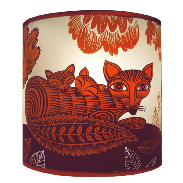 Fox & Cubs Orange/Plum Lampshade