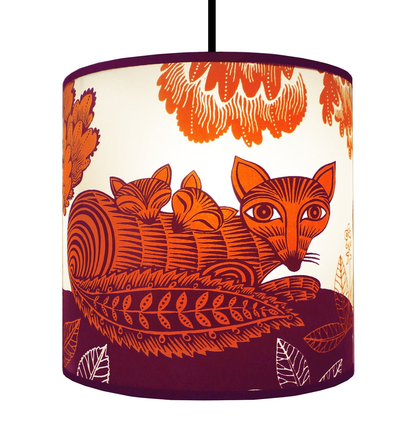Fox & Cubs Orange/Plum Lampshade - Podarok