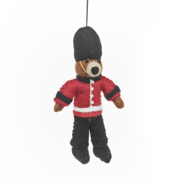 Hand Felted Beefeater Bear Hanging Decoration - Podarok