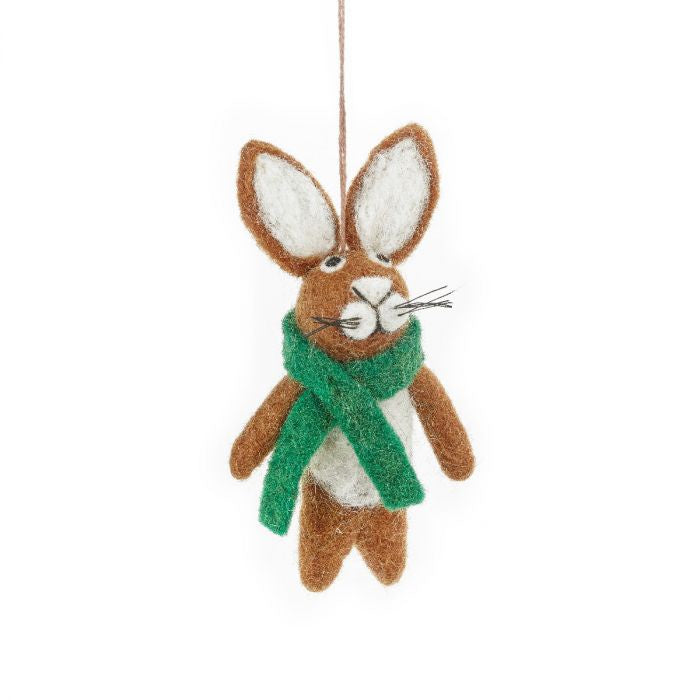 Hand Felted Clover the Hare Hanging Decoration - Podarok