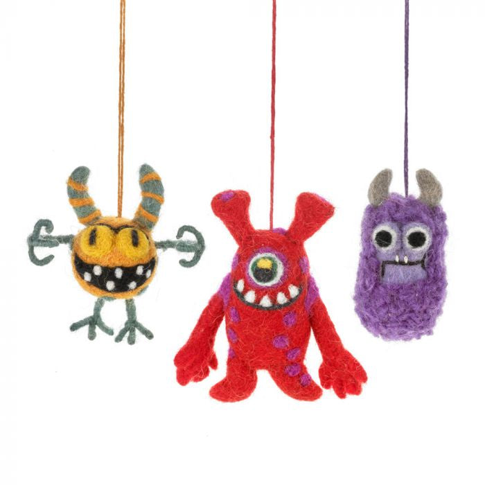 Hand Felted Assorted Moody Monster Hanging Decoration - Podarok