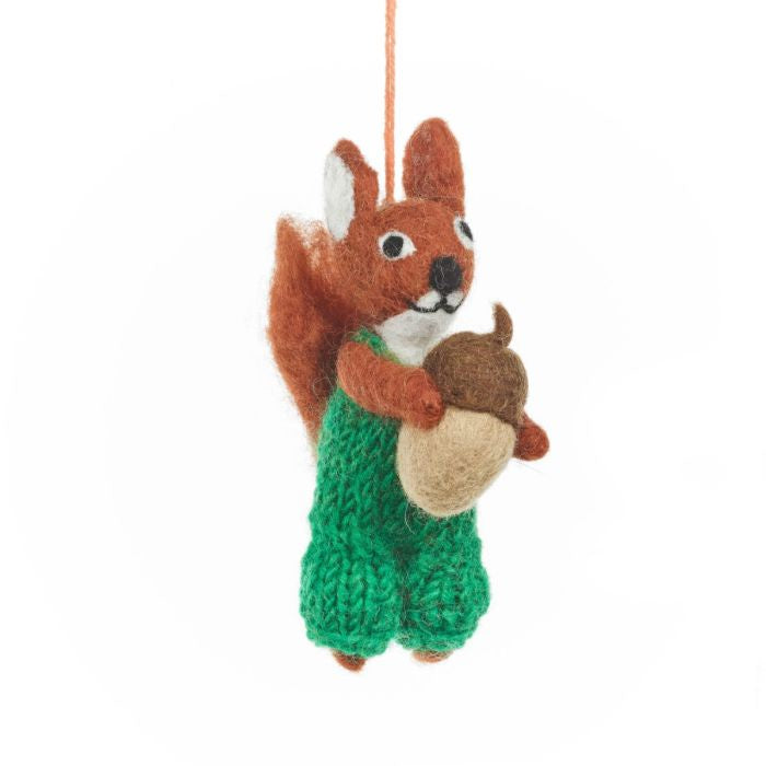 Hand Felted Nelly Nutkins Squirrel Hanging Decoration - Podarok