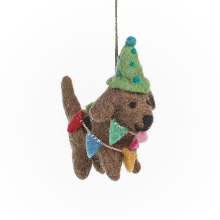 Hand Felted Party Pooch Hanging Decoration - Podarok