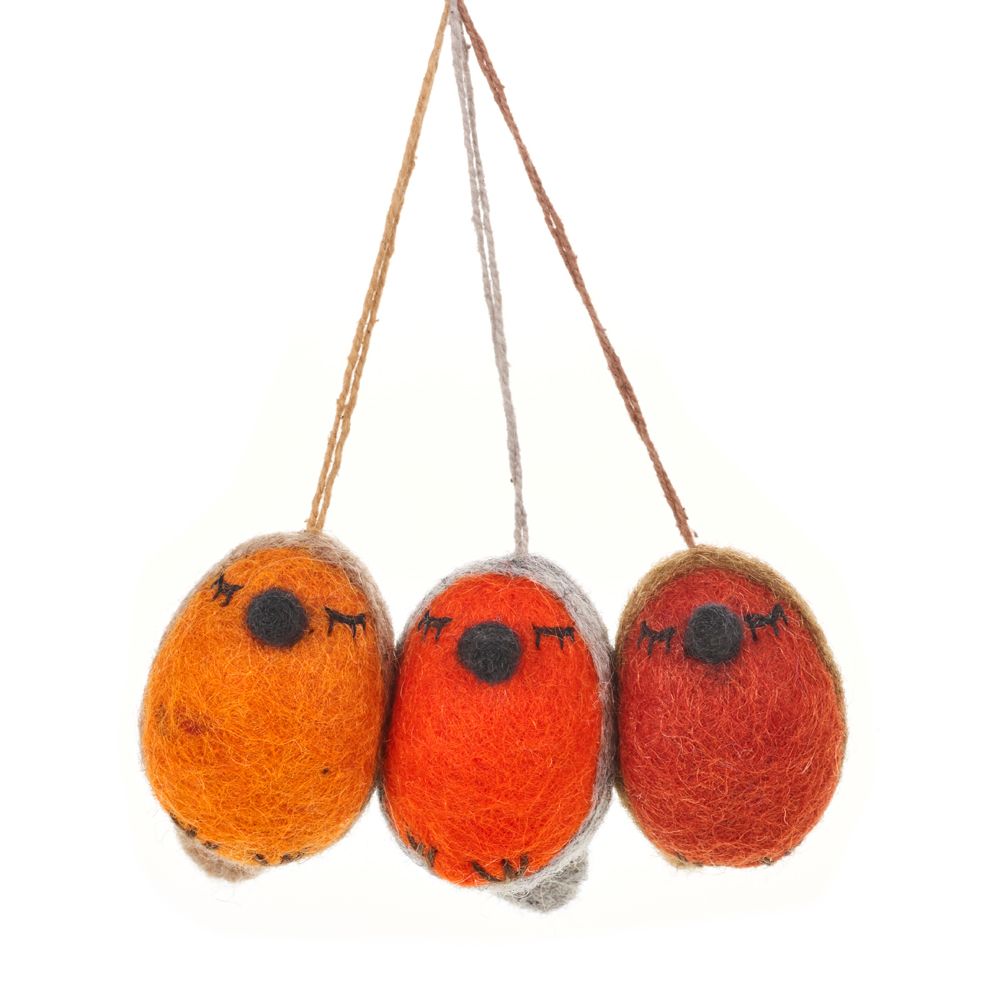 Hand Felted Whimsical Robin Hanging Decoration - Podarok