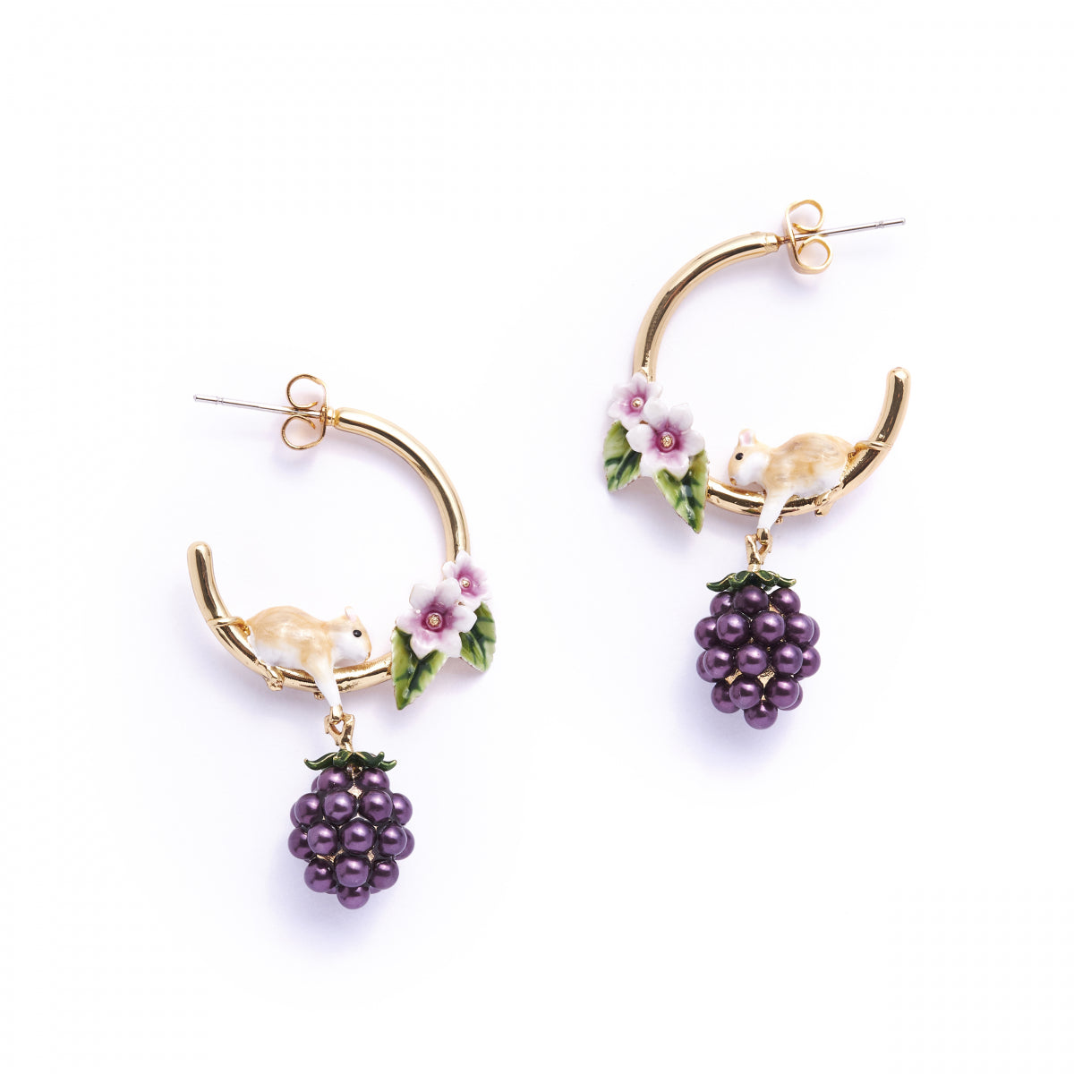 Bill Skinner Blackberry Mouse Hoop Earrings