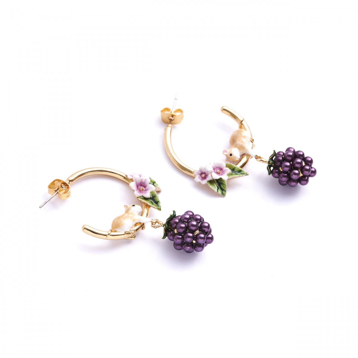 Bill Skinner Blackberry Mouse Hoop Earrings