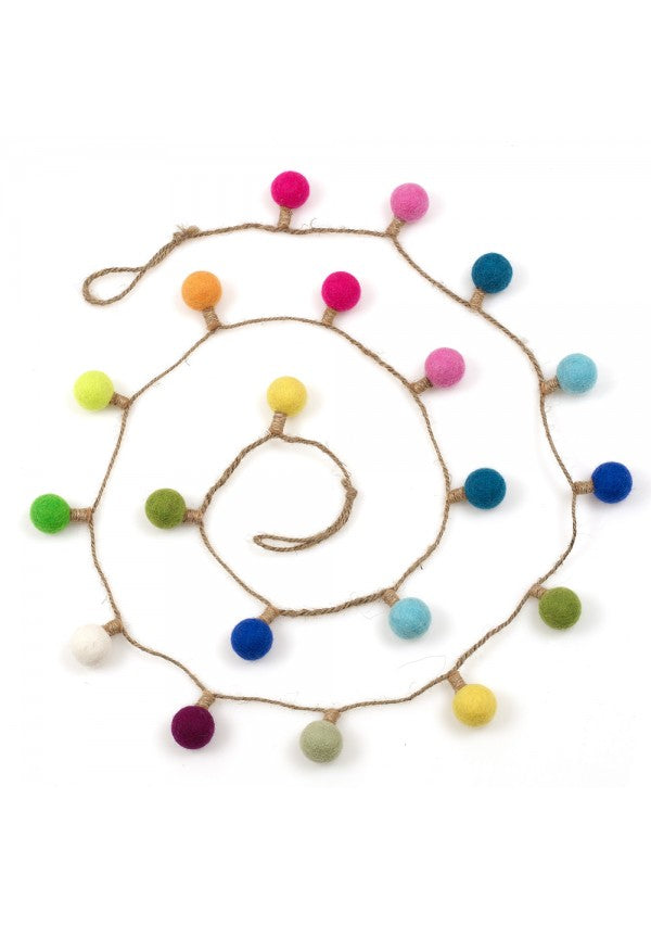 Hand Felted Multi Colour Light Bulb Garland - Podarok