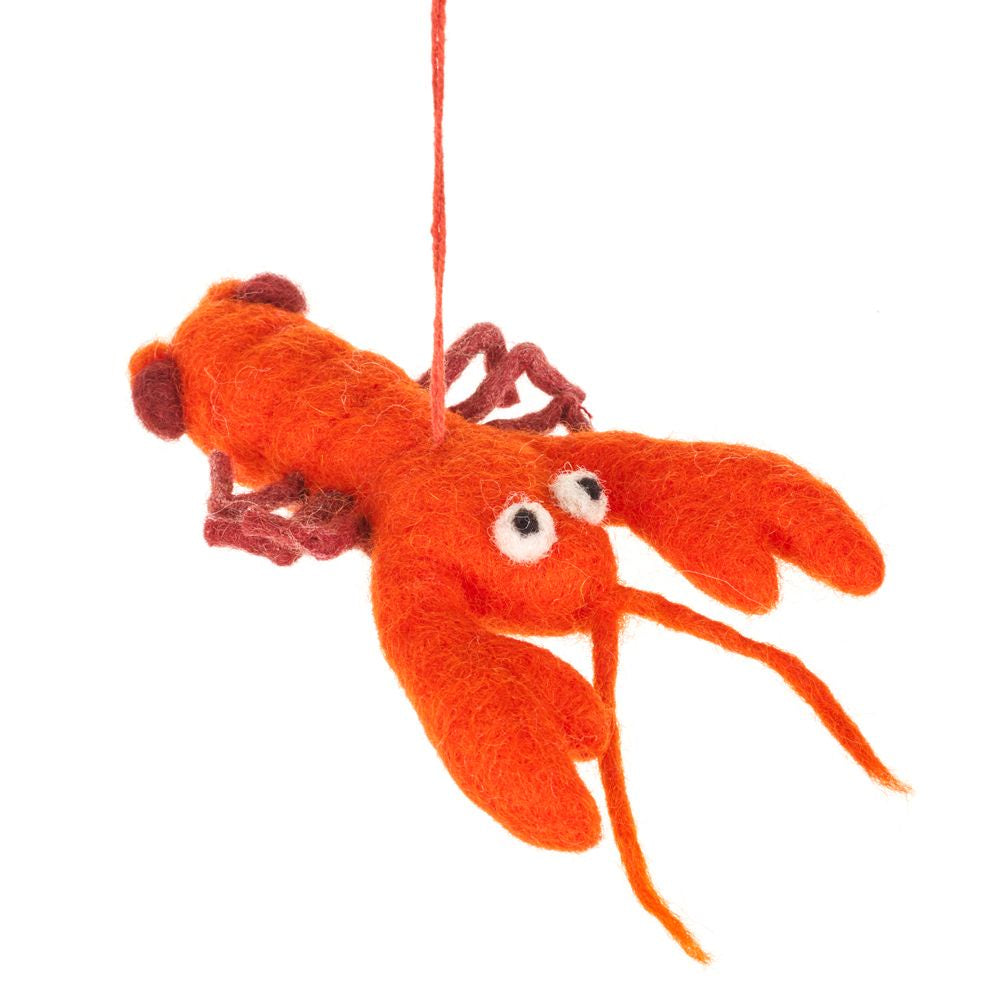 Hand Felted Louella Lobster Hanging Decoration - Podarok
