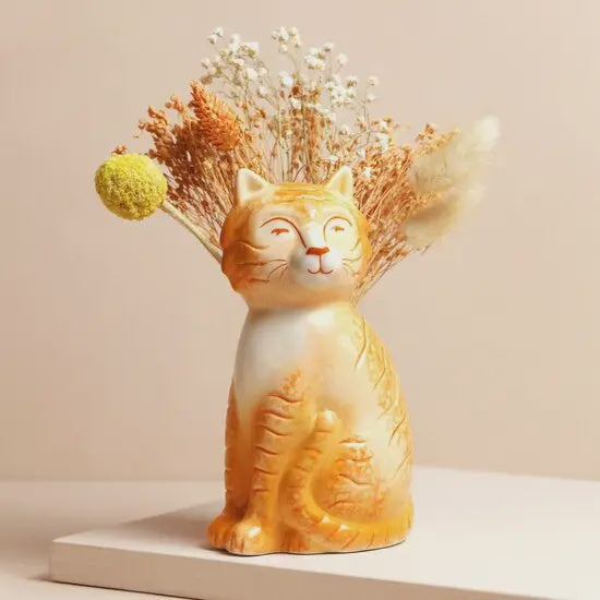 Ceramic Ginger Cat Vase - Podarok