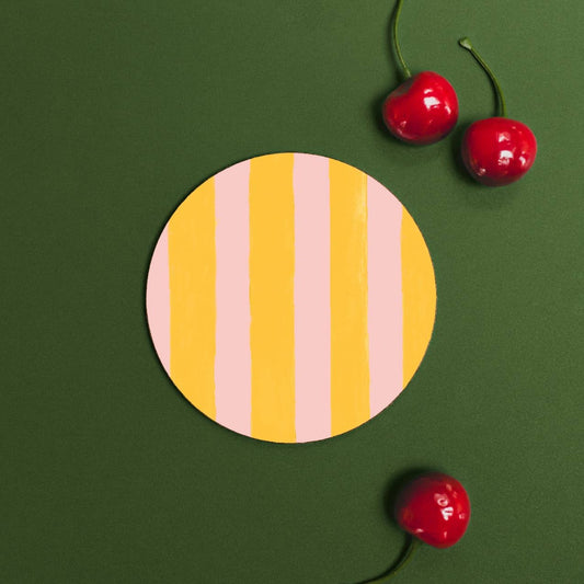 Mango & Peach Striped Round Coaster