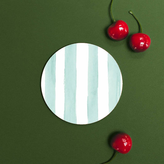 Mint Striped Round Coaster