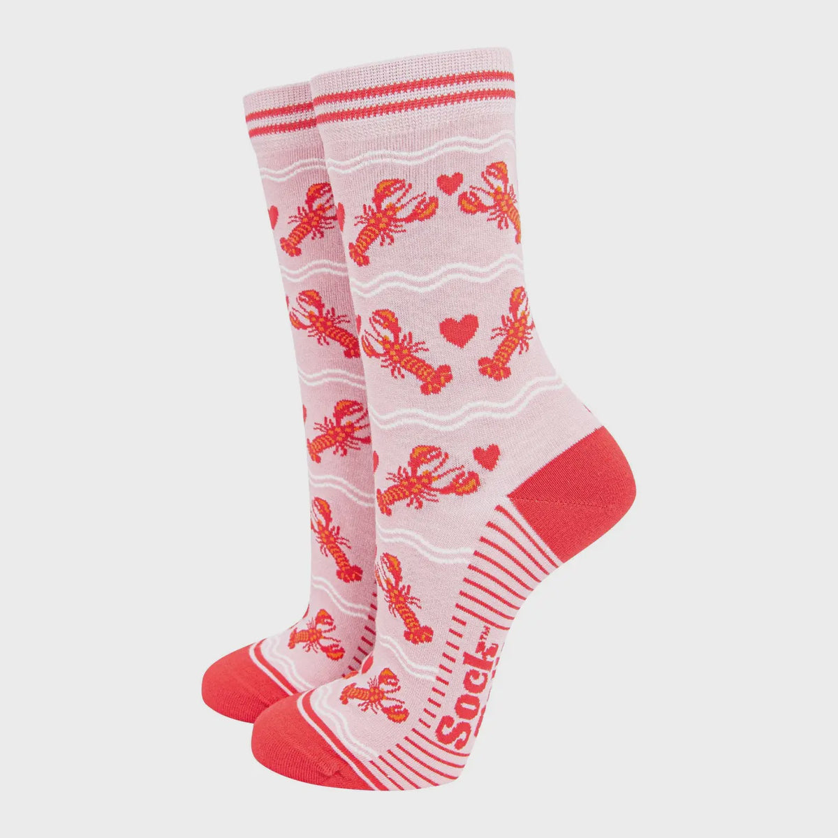 Pink Lobster Heart Socks