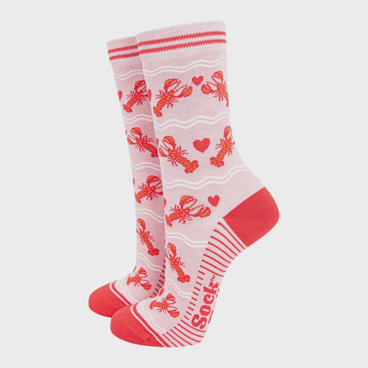 Pink Lobster Heart Socks