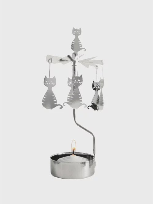 Dodgy Cat Silver Rotary Candle Holder