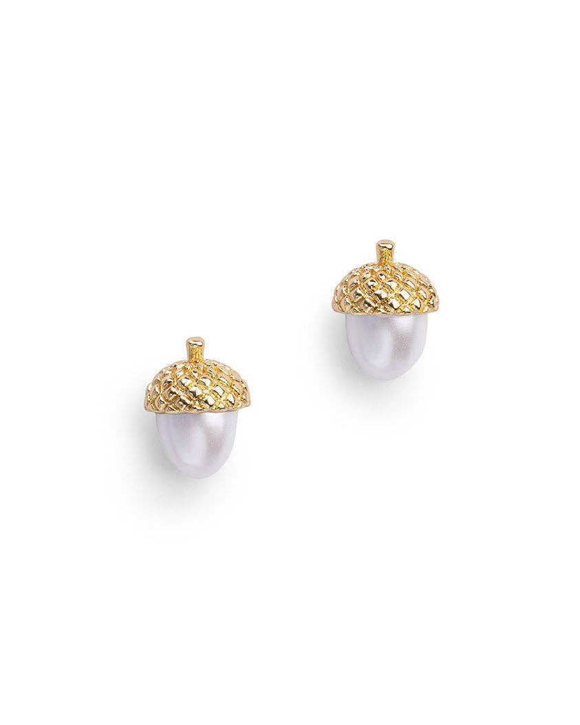 Bill Skinner Acorn & Pearl Stud Earrings