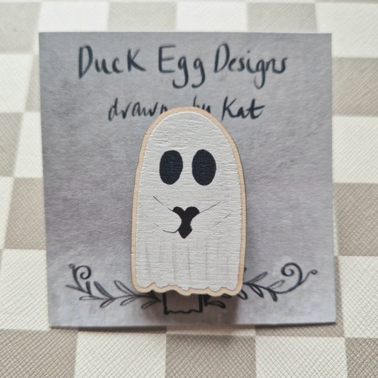 Duck Egg Designs Wooden Pin - Love Ghost