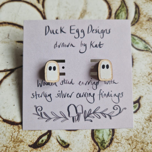 Duck Egg Designs Wooden Studs - Ghosts