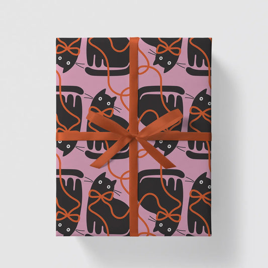 Ribbon Cat Gift Wrap Sheet