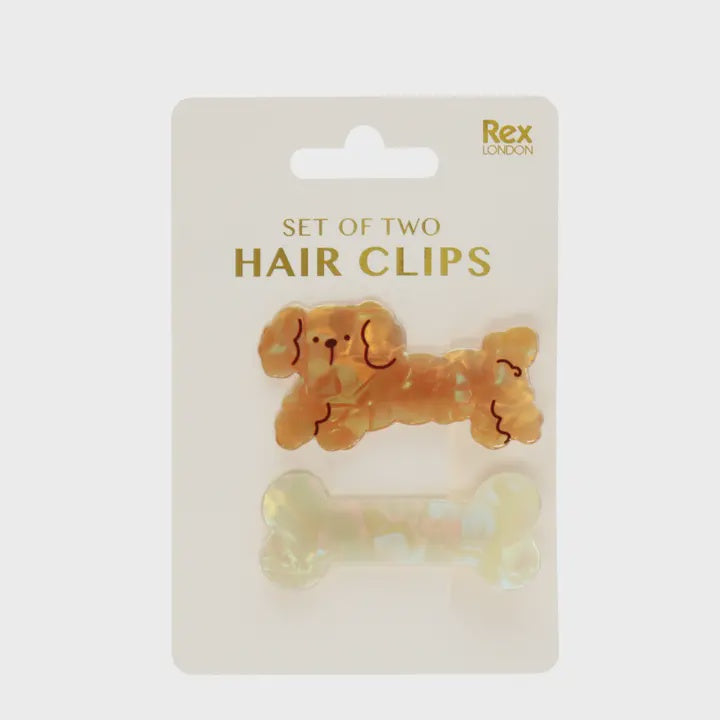 Set of Two Dog and Bone Hair Clips