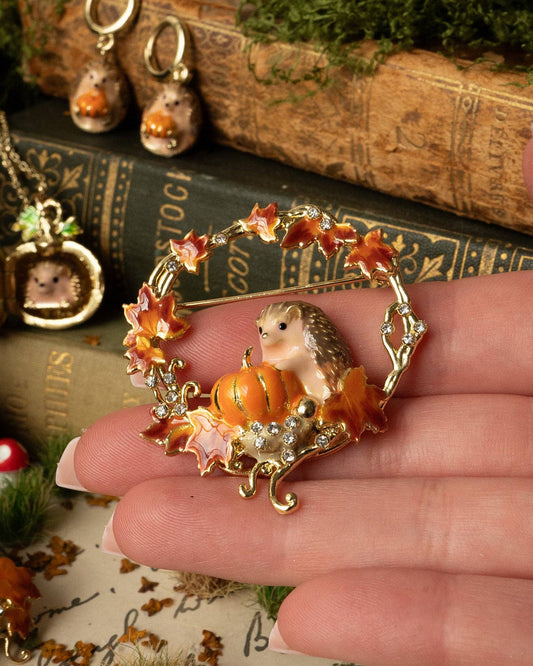 Bill Skinner Hedgehog & Pumpkin Brooch