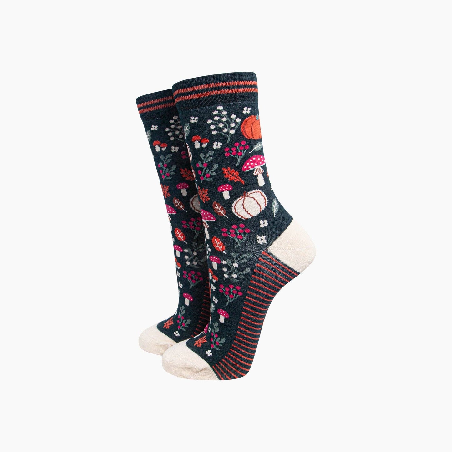 Dark Green Forrest Floor Pumpkin Socks