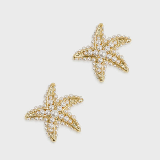 Bill Skinner Pearl Starfish Stud Earrings