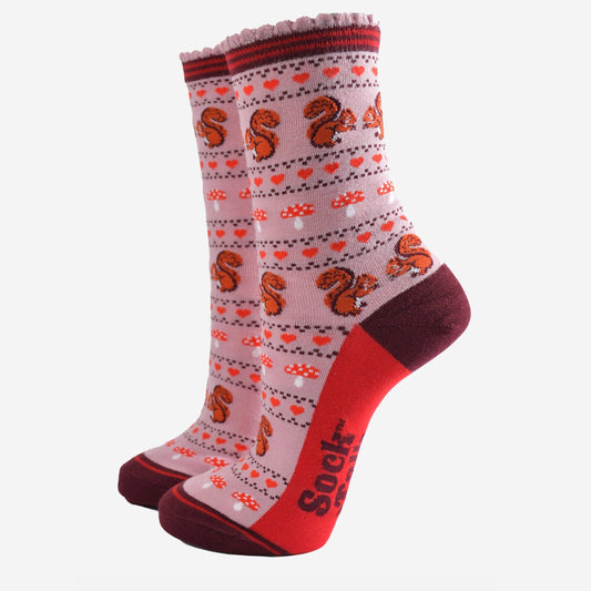 Pink Squirrel Fair Isle Bamboo Socks