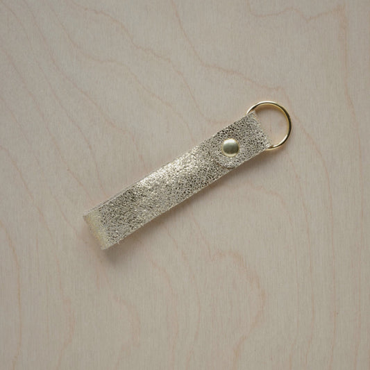 Leather Loop Keyring - Gold