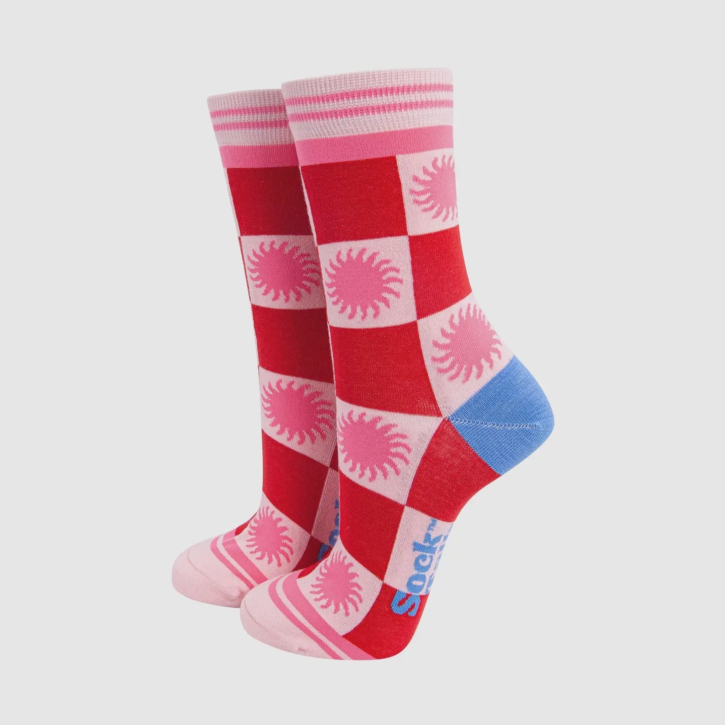 Sun Red and Pink Checkerboard Socks