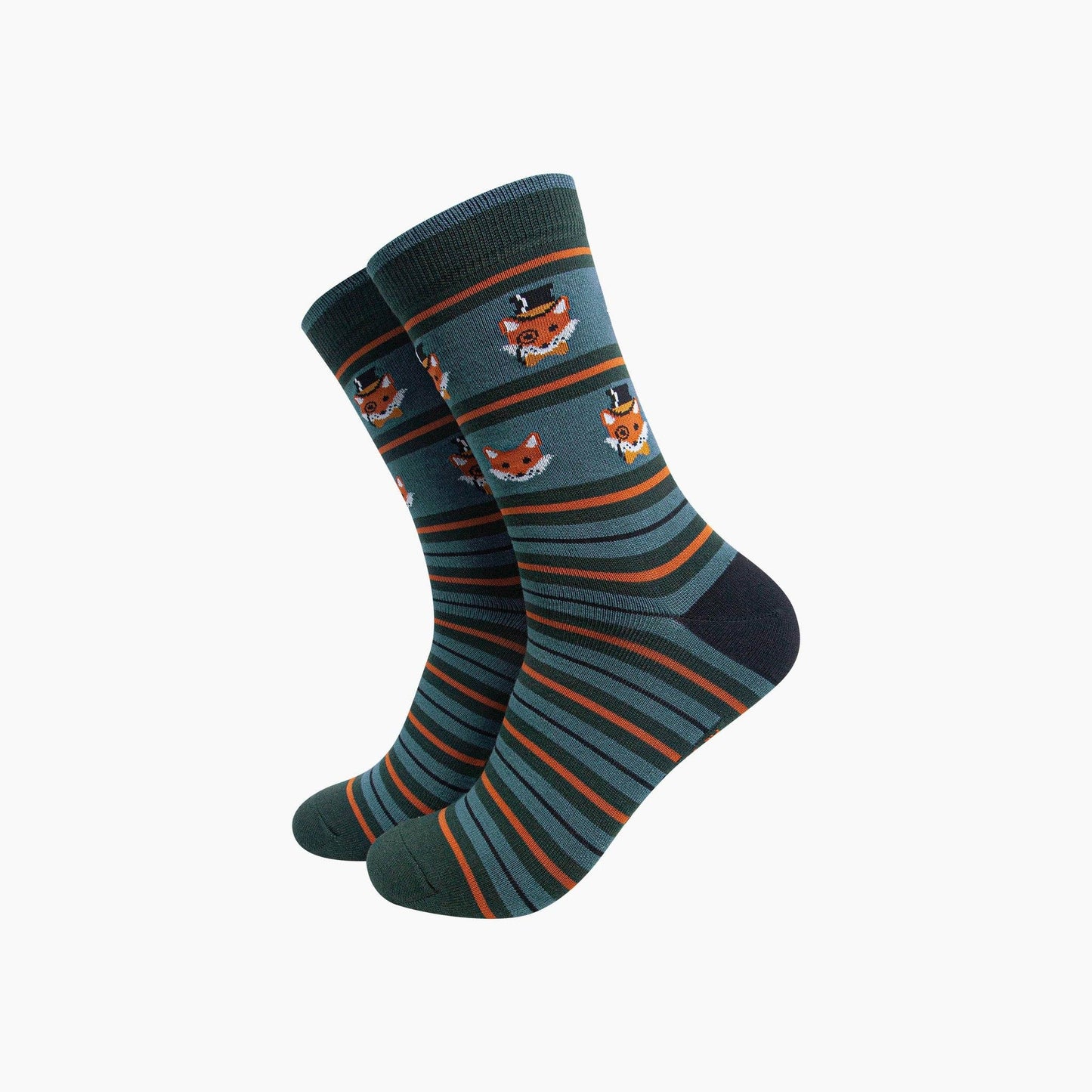 Men's Teal Dapper Fox Striped Socks